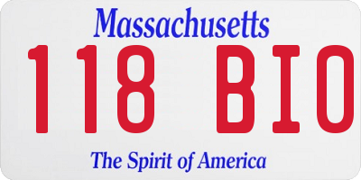 MA license plate 118BI0