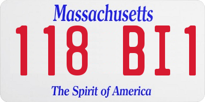 MA license plate 118BI1