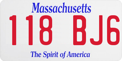 MA license plate 118BJ6