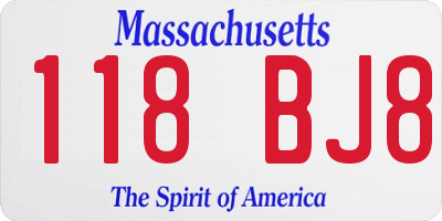 MA license plate 118BJ8