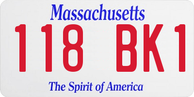 MA license plate 118BK1