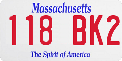 MA license plate 118BK2