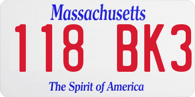 MA license plate 118BK3