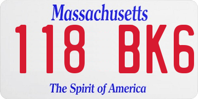 MA license plate 118BK6