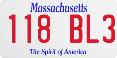 MA license plate 118BL3