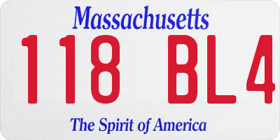MA license plate 118BL4