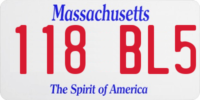 MA license plate 118BL5