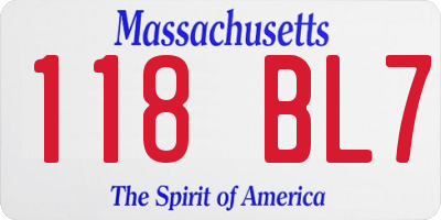 MA license plate 118BL7