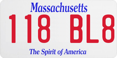 MA license plate 118BL8