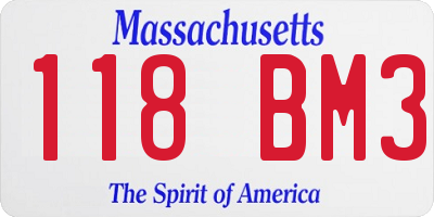 MA license plate 118BM3
