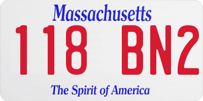 MA license plate 118BN2
