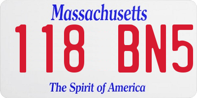 MA license plate 118BN5