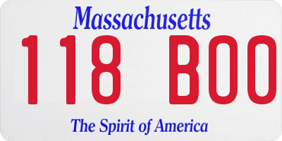 MA license plate 118BO0
