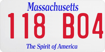 MA license plate 118BO4