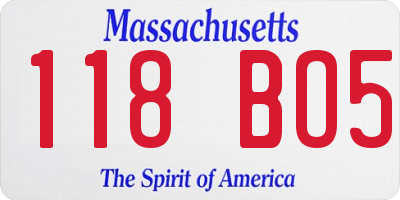 MA license plate 118BO5
