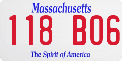 MA license plate 118BO6