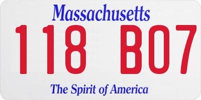 MA license plate 118BO7