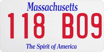 MA license plate 118BO9