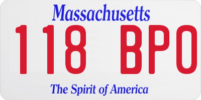 MA license plate 118BP0