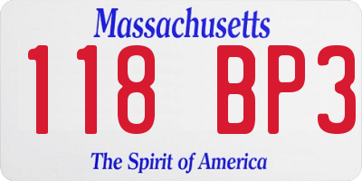 MA license plate 118BP3