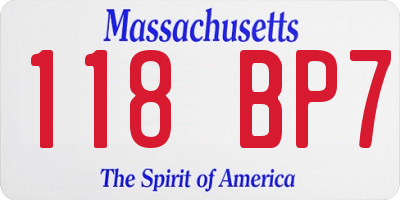 MA license plate 118BP7