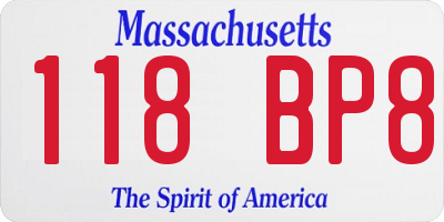 MA license plate 118BP8