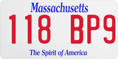 MA license plate 118BP9