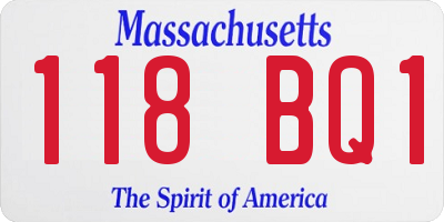 MA license plate 118BQ1