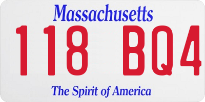 MA license plate 118BQ4