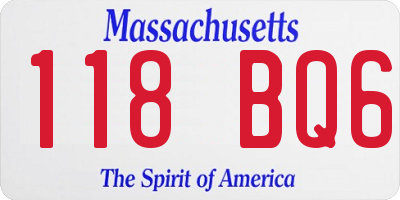 MA license plate 118BQ6