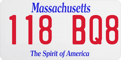 MA license plate 118BQ8