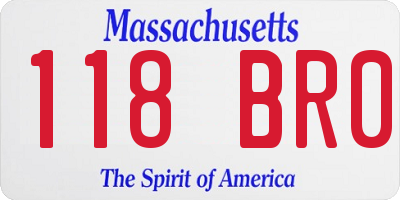 MA license plate 118BR0