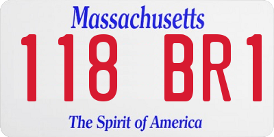 MA license plate 118BR1