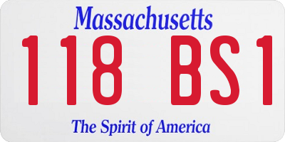 MA license plate 118BS1