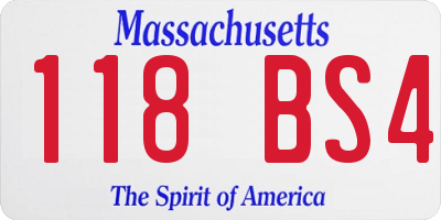 MA license plate 118BS4