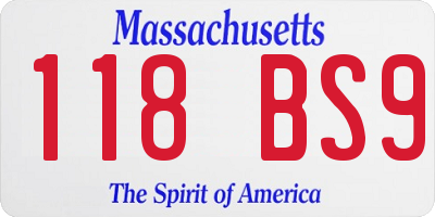MA license plate 118BS9