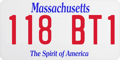 MA license plate 118BT1