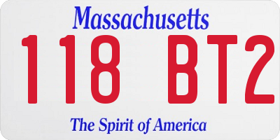 MA license plate 118BT2