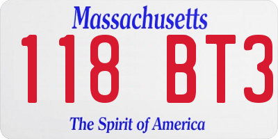 MA license plate 118BT3