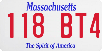 MA license plate 118BT4