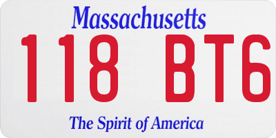 MA license plate 118BT6