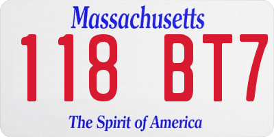 MA license plate 118BT7