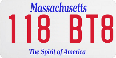 MA license plate 118BT8