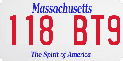 MA license plate 118BT9