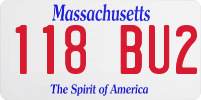 MA license plate 118BU2