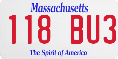 MA license plate 118BU3