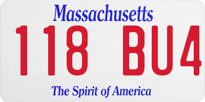 MA license plate 118BU4