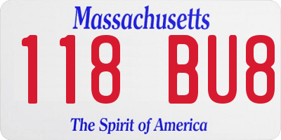 MA license plate 118BU8