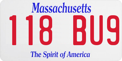 MA license plate 118BU9