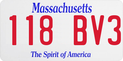 MA license plate 118BV3